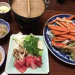 旅荘 みなと - 2泊目夕食  佐渡牛のしゃぶしゃぶと紅ずわい蟹