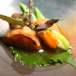 山ごぼう - レンコンの共揚げとアワビタケ