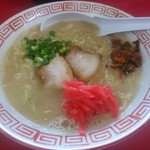 博多一番 - 【2017.10.9(月)】ラーメン(並盛・120g)650円に辛子高菜と紅生姜をトッピング