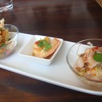 サイアムガーデン - 前菜３種（ゆで豚・ソフトシェルクラブ・エビフライ）