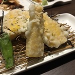 日本酒Dining 根岸 川木屋 - もろこし揚げ。