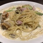 日本酒Dining 根岸 川木屋 - 帆立のクリームパスタ。