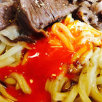 手造りうどん 楽々 - 黄身とろーり