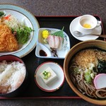 和食 たかはし - 食楽1,000円セット（アジ・コロッケ、温そば）