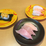 Sushi Ro Hachi No Heten - うに＋マグロ大トロ三点盛り＋えび三点盛り