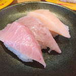 Sushi Ro Hachi No Heten - マグロ大トロ三点盛り（インド洋産、ビンチョウ、カジキ）