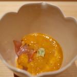 鮨 さかい - ​ 金目鯛のヅケ 銚子 エゾバフンウニ 根室