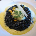 Restaurant Le Rèvolâ  - 前菜：イカスミのリゾット　ムール貝