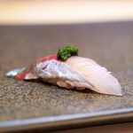 h Roppongi Sushi Tatsumi - 千葉県銚子、釣り鰺、葱生姜