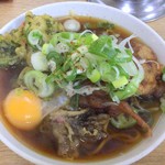 一由そば - 半そば＋生卵＋まいたけ天＋納豆天＋春菊ハーフで350円の幸せ