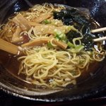 雪景色の旭川 - 煮干しわかめ醤油ラーメンアップ