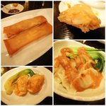 広味坊 - ふかひれ入り海鮮と豆腐の春巻き、自慢の手作り水餃子（ごまだれ） 
