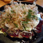 ぼてぢゅう - シーフードお好み焼き(カツオブシをかけました。)