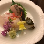 季節料理　なかしま - 寒鰆、鮑、水烏賊、天然鯛