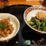 旬彩鈴吉 - 菜の花の辛し和え　貝柱のヒモ煮2011.4