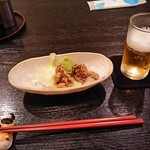 三好弥 - お通しと瓶ビール