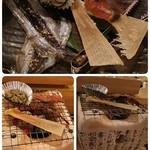 伏水酒蔵小路 - 海鮮あぶり 5点セット 1280円税込み  鮭とば、かに味噌、エイヒレ、ししゃものみりん干し、ホタルイカ干物