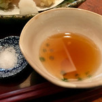 志蕎庵 江月 - 天ぷら用のお塩と天つゆ