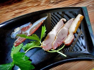 Takarabune Onsen Yumotokotobuki - 夕食（鴨の生ハム・燻製）