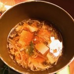 旬菜食健 ひな野 - エノキと豆腐のかきたまスープ