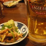 大人のガツねぎ、ビール