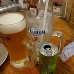 忠八 - 生ﾋﾞｰﾙ（580円）お連れは緑茶ハイ。