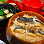 旬菜舎　さと山 - ヤマメご飯（ひつまぶし風）
