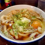 うどん 勝利 - かけうどん・天かす・生卵(¥400+30+60)