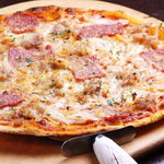 Italian Cuisine salami and jalapeno pepperoni pizza