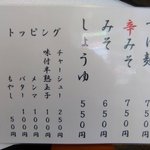 はし友ラーメン - ラーメンメニュー