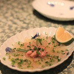 オーベルジュあかだま - おこぜ、かわはぎ、ヒラメのカルパッチョ