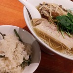 麺屋 六感堂 - 山菜煮干蕎麦＋山菜おこわチャコ飯（過去の限定メニュー）
