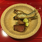 銀座 しのはら - 琵琶湖の鮎　　塩焼きと生姜醤油焼きで