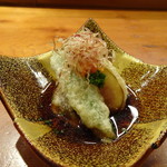 割烹むら川 - ◆無花果の揚げ出し。 ときどき天ぷらでも無花果を頂きますが、油と相性がいいのか美味しい。 出汁もいい味わいでした。