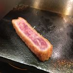 牛かつ もと村 - レアなので、お好みで焼いて