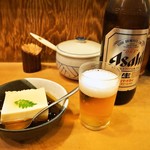 Chikara Sushi - 付き出し①（玉子豆腐） ＆ ビール