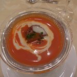ホテルオークラ京都 - 万願寺唐辛子の冷製スープ、コンソメスープのジュレを添えて