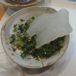 寿司栄 - 肝ダレと絡めていただきます