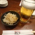 浪花ひとくち餃子 チャオチャオ - もやしナムルと生ビール