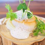 L'Octave Hayato KOBAYASHI - ランチコース 5598円 のジャックと豆の木 岩手県ホタテ貝と豆苗