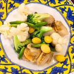 美食同源 銀座小はれ日より - ホタテ、銀杏、金針草、ブロッコリー、カリフラワー