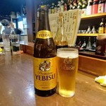 もつ藤 - 途中からは瓶ビール