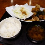 京都炭火串焼 つじや 本店 - つじやのからあげ定食 ¥600  茎わさびポン酢ソース プラス¥50