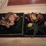 中島町倶楽部 - 梭子魚の幽庵焼き、栗と銀杏の揚物