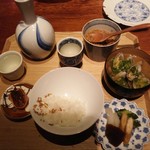 中島町倶楽部 - あさりのお味噌汁、香の物、明太子、胡麻等