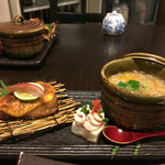 魚酔庭 - ぶり柚子からすみ黄金焼きと白子豆腐と餡がのった茶碗蒸し