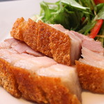 Crispy grilled pork belly with skin