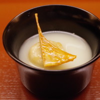 木山 - 小吸物：蓮根饅頭、バチコ、加賀太胡瓜のすり流し