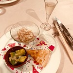 ジャングルポケット - ディナー前菜 さつまいもの白和・蓮根ピザ・アボカド