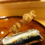 鮨 土方 - ミル貝の肝の貝柱の串焼き